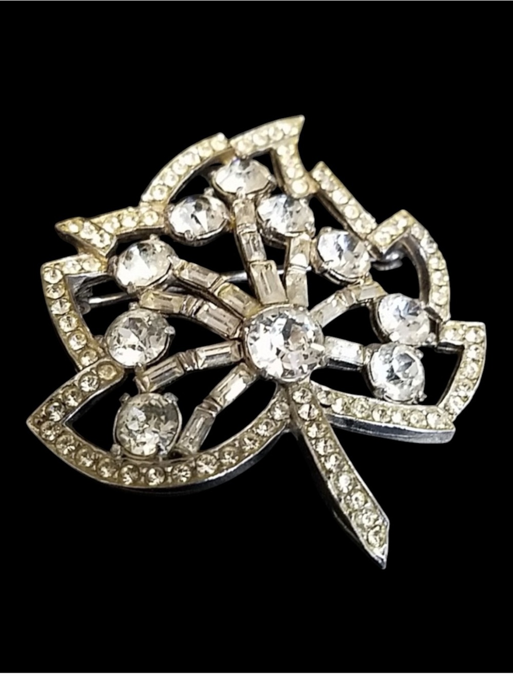 Vintage Kramer Rhinestone Maple Leaf Brooch